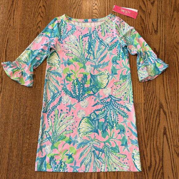 Lilly Pulitzer NEW UPF 50 Mini Sophie Ruffle Dress Large 10-12 MANDEVILLA BABY - Picture 1 of 10